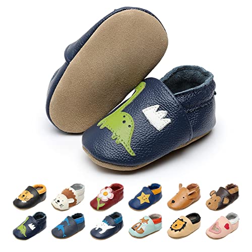 EDOTON Krabbelschuhe Baby LederLauflernschuhe Mädchen mit weichen Wildledersohlen Lederschuhe Baby Jungen Mädchen Hausschuhe 0-24 Monate von EDOTON