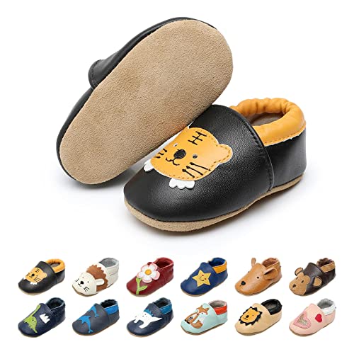 EDOTON Krabbelschuhe Baby LederLauflernschuhe Mädchen mit weichen Wildledersohlen Lederschuhe Baby Jungen Mädchen Hausschuhe 0-24 Monate von EDOTON