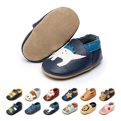 EDOTON Krabbelschuhe Baby LederLauflernschuhe Mädchen mit weichen Wildledersohlen Lederschuhe Baby Jungen Mädchen Hausschuhe 0-24 Monate von EDOTON