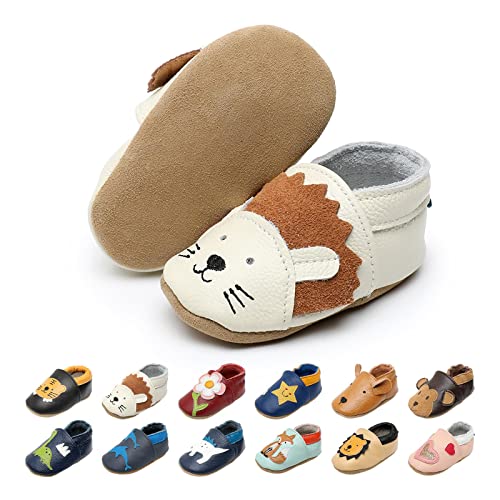 EDOTON Krabbelschuhe Baby LederLauflernschuhe Mädchen mit weichen Wildledersohlen Lederschuhe Baby Jungen Mädchen Hausschuhe 0-24 Monate von EDOTON