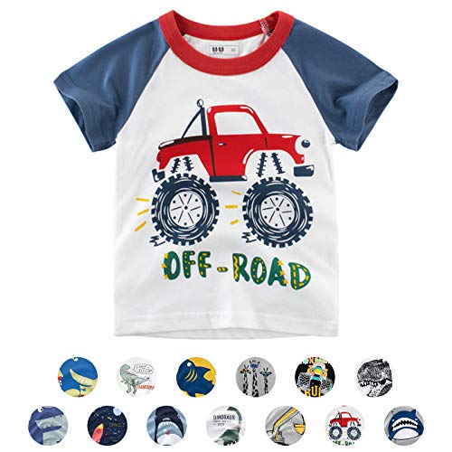 Unisex Baby T-Shirt Baumwolle Süß Karikatur Tier Muster Tops für 1-7 Jahre Alt (1-2 Jahre, D-Blau) von EDOTON