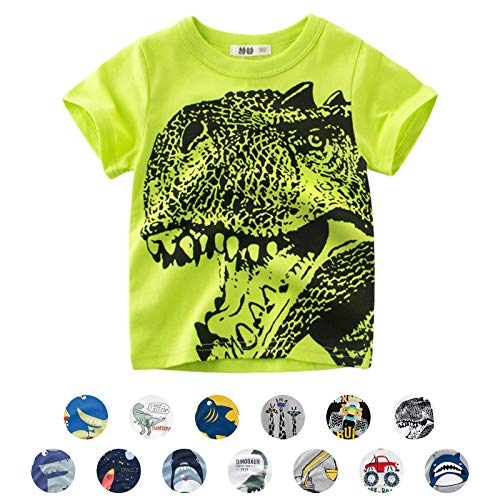 Unisex Baby T-Shirt Baumwolle Süß Karikatur Tier Muster Tops für 1-7 Jahre Alt (1-2 Jahre, A- grün) von EDOTON