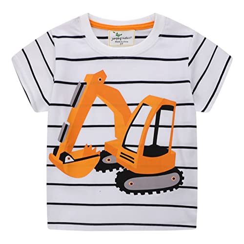 Unisex Baby T-Shirt Baumwolle Süß Karikatur Tier Muster Tops für 1-7 Jahre Alt (2T, H Oranger Bagger) von EDOTON