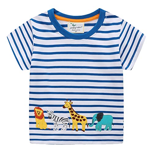Unisex Baby T-Shirt Baumwolle Süß Karikatur Tier Muster Tops für 1-7 Jahre Alt (1-2 Jahre, H Tierische Streifen) von EDOTON