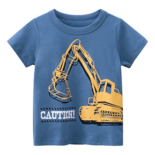 Unisex Baby T-Shirt Baumwolle Süß Karikatur Tier Muster Tops für 1-7 Jahre Alt (2-3 Jahre, H Blauer Bagger) von EDOTON