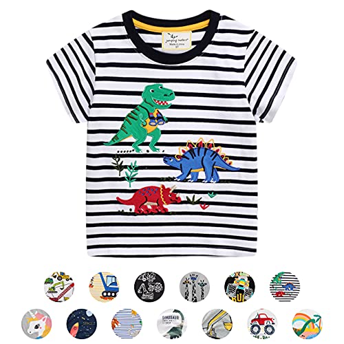 Unisex Baby T-Shirt Baumwolle Süß Karikatur Tier Muster Tops für 1-7 Jahre Alt (3-4 Jahre, F Schwarz Streifen) von EDOTON