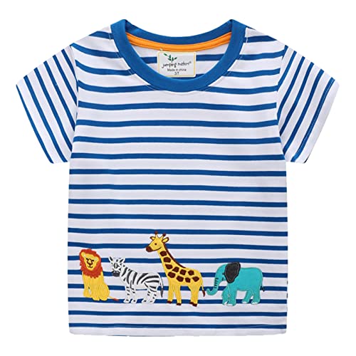 Unisex Baby T-Shirt Baumwolle Süß Karikatur Tier Muster Tops für 1-7 Jahre Alt (4-5 Jahre, H Tierische Streifen) von EDOTON