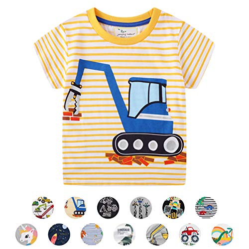 Unisex Baby T-Shirt Baumwolle Süß Karikatur Tier Muster Tops für 1-7 Jahre Alt (4T, F Gelb Streifen) von EDOTON