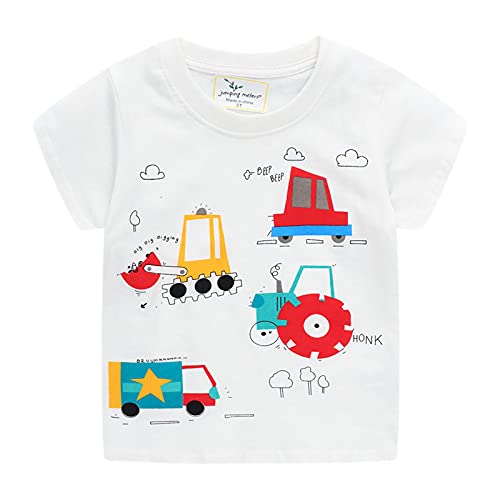 Unisex Baby T-Shirt Baumwolle Süß Karikatur Tier Muster Tops für 1-7 Jahre Alt (6-7 Jahre, F Weiß LKW, 6_Years) von EDOTON