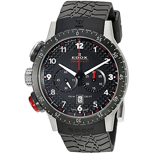 EDOX chronorally Herren Uhr analog Quarzwerk mit Silikon Armband 10305 3NR NR von EDOX