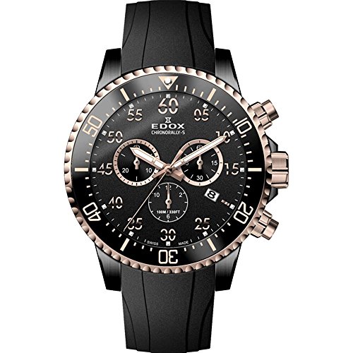 Edox Herren Chronograph Quarz Uhr mit Gummi Armband 10227-357RNCA-NBR von EDOX