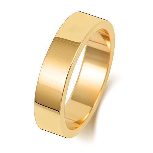 9 Karat (375) Gold 5mm Flach Form Herren/Damen - Trauring/Ehering/Hochzeitsring WJS188329KY von EDS Jewels