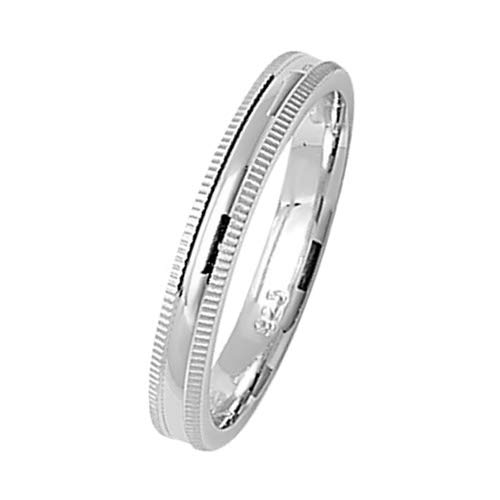 925 Sterling Silber 3mm Soft Court Form Milgrain Herren/Damen - Trauring/Ehering/Hochzeitsring 3,3 Gramm WJS29429 von EDS Jewels