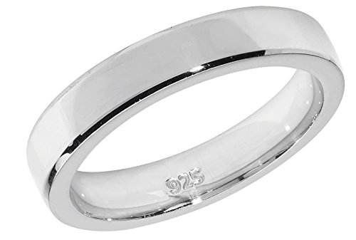 925 Sterling Silber 4mm Flach Form Herren/Damen - Trauring/Ehering/Hochzeitsring WJS13869 von EDS Jewels