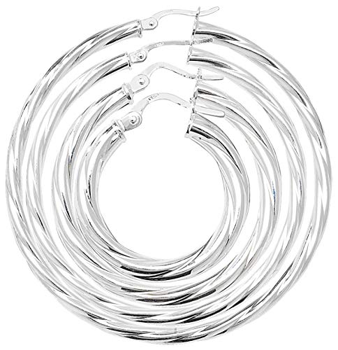 925 Sterling Silber Damen - Paar Creolen - 40mm TRS11518MM40 von EDS Jewels