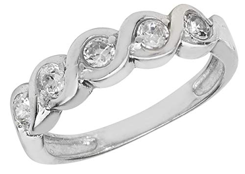 Atemberaubender 925 Sterling Silber 5 Steine Damen - Ring mit Zirkonia WJS22263 von EDS Jewels