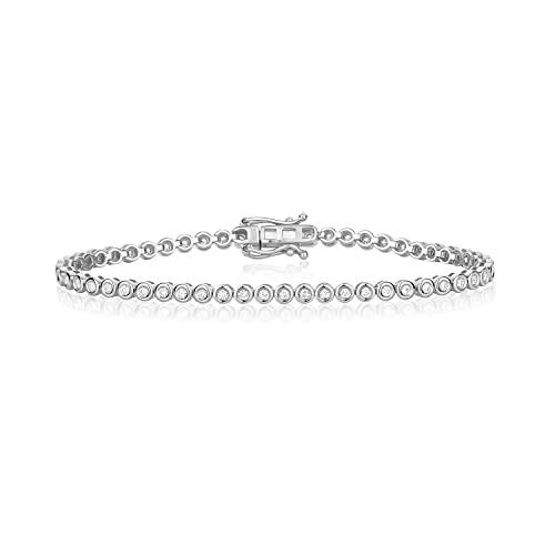 EDS Jewels Atemberaubendes 9 Karat (375) Weißgold Damen - Diamant Tennis Armband Brillant-Schliff 1.00 Karat HI - I1-18cm WJS353479KW von EDS Jewels