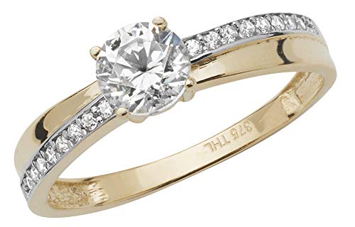 EDS Jewels Edler 9 Karat (375) Gold Solitär Verlobung Damen - Ring mit Zirkonia (synth.) TRS17097RSN von EDS Jewels