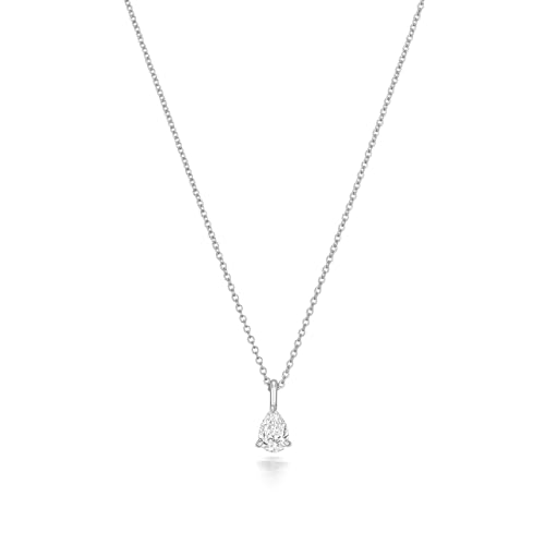 EDS Jewels Funkelndes Feuer Elegante 18 Karat (750) Weißgold Damen - Diamant Anhänger mit Kette Tropfen-Schliff 0.19 Karat - 46cm TRS3737218KW von EDS Jewels