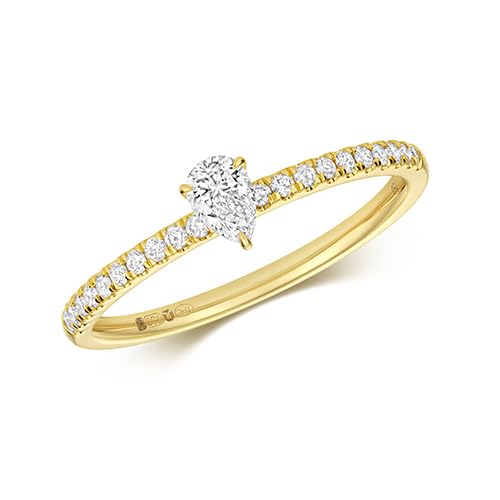 EDS Jewels Funkelndes Feuer Wunderschöner 18 Karat (750) Gold Damen - Diamant Solitärring Tropfen-Schliff 0.35 Karat TRS4053618KYRSL von EDS Jewels