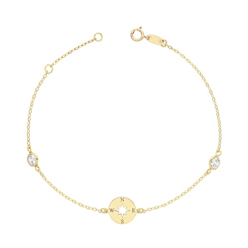 EDS Jewels Modisches 9 Karat (375) Gold Kompass Damen - Armband mit Zirkonia WJS35046 von EDS Jewels