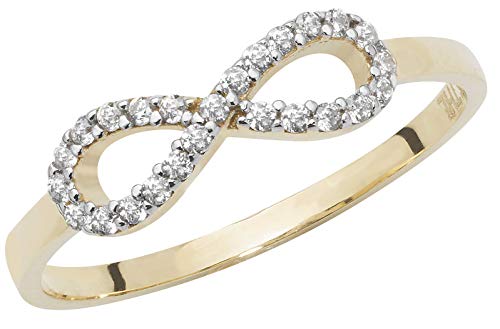 EDS Jewels Wunderschöner 9 Karat (375) Gold Damen - Ring - Unendlichkeit mit Zirkonia (synth.) TRS17055RSL von EDS Jewels