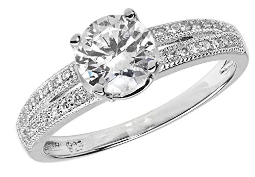 Eleganter 925 Sterling Silber Solitär Verlobung Damen - Ring mit Zirkonia WJS22281 von EDS Jewels