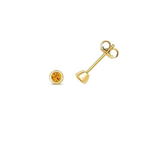 Funkelndes Feuer 9 Karat (375) Gold Damen - Paar Ohrstecker mit Citrin - 4mm*4mm TRS34823 von EDS Jewels