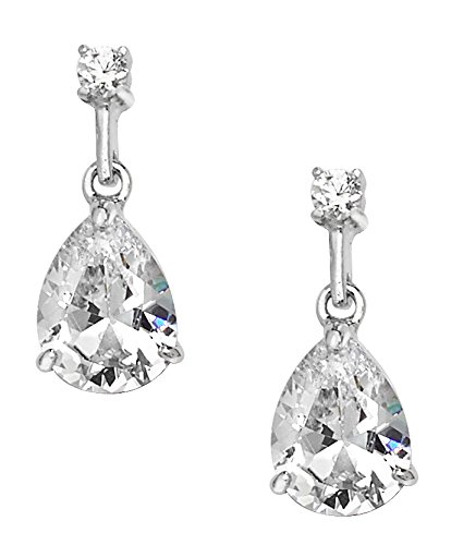 Wunderschöne 925 Sterling Silber (Rhodiniert) Damen - Paar Ohrringe mit Zirkonia, 18mm*8mm WJS22858 von EDS Jewels