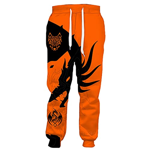 Animal Wolf Dragon 3D Print Pants Herren Damen Jogginghose Harajuku Streetwear Sweatpants, Hose 2, 27-32 von EDSNHG