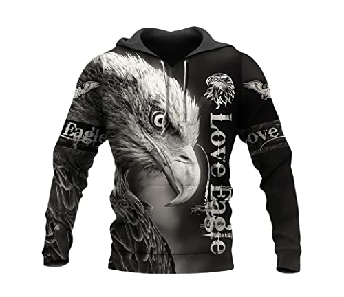 Tier Adler 3D Druck Hoodies Herbst Männer Frauen Hip Hop Lustige Streetwear Kapuzen Sweatshirt Paare Kleidung, Hoodies, XXXXL von EDSNHG