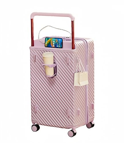 EDUFUNBO Handgepäck Koffer Breiter Griff mit 360° Spinnrädern, USB & Typ C Port, Getränkehalter & TSA-Schloss, Hartschalenkoffer Gepäck, Hardshell-Reisekoffer für Männer Frauen (PVC-Abdeckung von EDUFUNBO