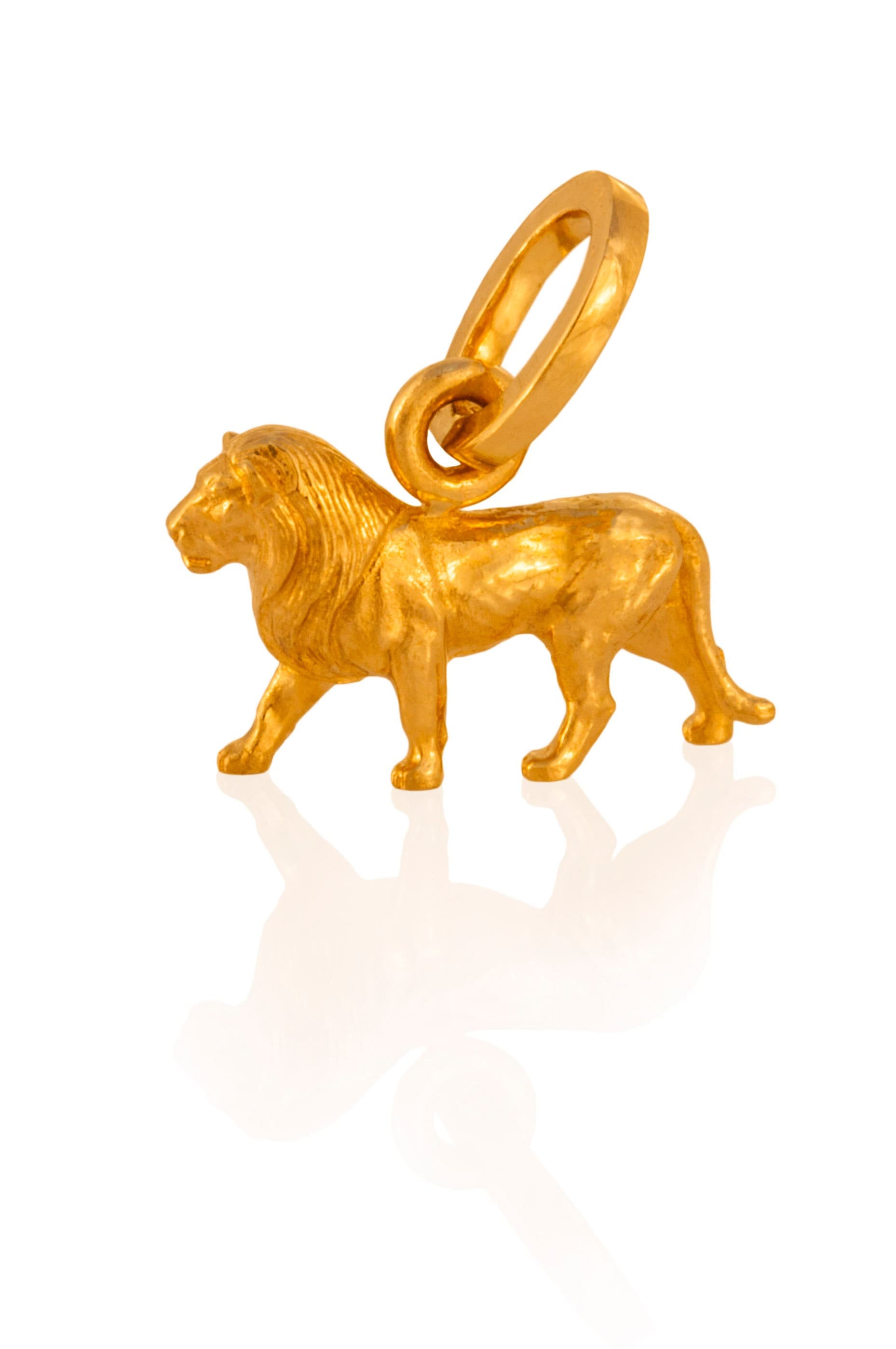 14K Gelbgold Miniatur Leo Sternzeichen Anhänger 3D Skulptur von EDUGOLD