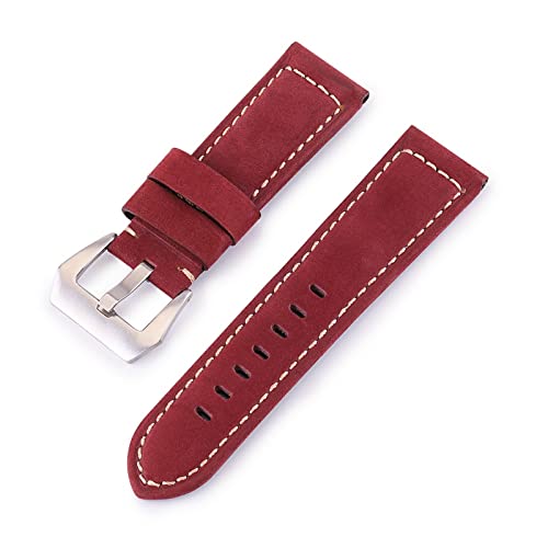 11Colors Krokodil Glänzend Matte Echtes Leder Uhrenarmband 20mm 22mm 24mm 26mm Ersatz Watch Strap Cindhide Leder Armband (Color : Matte Red, Size : 22mm) von EDVENA