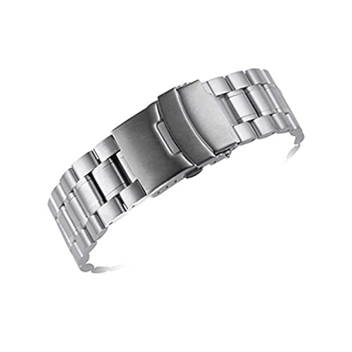 18mm 20mm 22mm 24mm Edelstahl Gebogene Enduhr Band Männer Frauen Metall Solide Doppelschloss Schnalle Strap Armband Zubehör (Color : Silver, Size : 20mm) von EDVENA