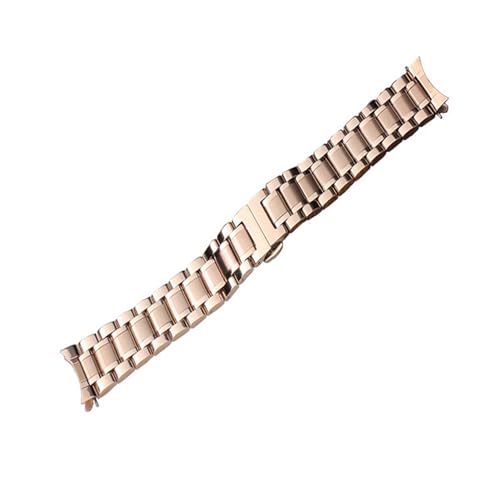 EDVENA 12 14 15 16 17 18 19 20 21mm 22mm 23mm 24mm Uhrenarmband Edelstahl Gebogene Ende Uhr Strap Schmetterlingsschnalle Armband Strap (Color : Rose Gold, Size : 12mm) von EDVENA