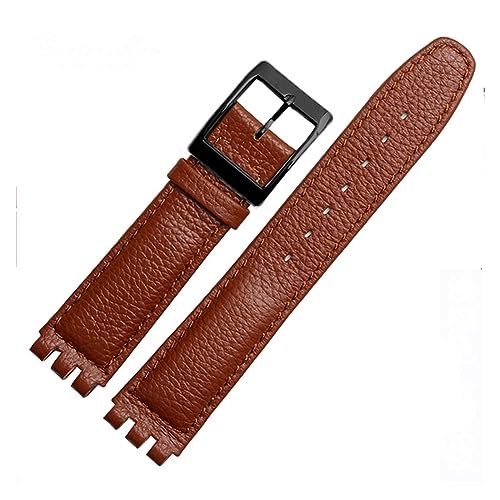 EDVENA 17mm Lederband Rindsleder Litschi Leder Uhrenarmband Herren Damen Ersatzarmband Zubehör Band Metallschnalle (Color : Brown brown, Size : 17mm) von EDVENA