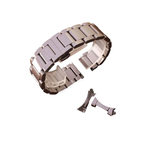 EDVENA 18mm 19mm 20mm 21mm 22mm 23mm 24mm Silber Schwarz Uhrenarmbänder Edelstahl Poliert Uhrenarmbänder Armband Armband Frei Gebogene Enden (Color : Silver, Size : 23mm) von EDVENA