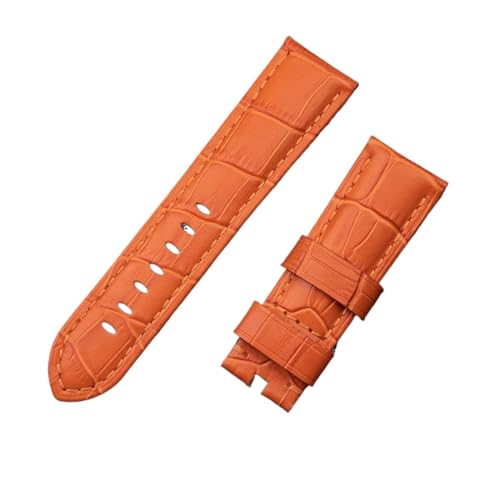 EDVENA 22 Mm 24 Mm 26 Mm Uhrenarmband Aus Italienischem Kalbsleder, Kompatibel Mit Panerai-Armband, Mit Dornschließe, Kompatibel Mit PAM441/111/386-Zubehör (Color : Orange, Size : 22MM PAM_GOLD BUCK von EDVENA