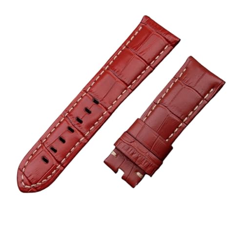 EDVENA 22 Mm 24 Mm 26 Mm Uhrenarmband Aus Italienischem Kalbsleder, Kompatibel Mit Panerai-Armband, Mit Dornschließe, Kompatibel Mit PAM441/111/386-Zubehör (Color : Red, Size : 24MM PAM_WITHOUT BUCK von EDVENA