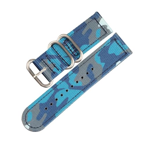 EDVENA Camouflage Green Nylon Strap, 20MM / 22MM 24MM Sport Nylon Strap, Wasserdicht Und Schweißfest, Dicke, Doppellagige Herren-Armbandage (Color : C Silver clasp, Size : 20mm) von EDVENA