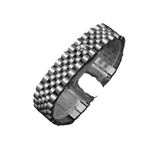 EDVENA Checkaccessoires stahlband männlich 13mm17mm20mm sport fit for rolex luxus serie fünf perlen volle solide mantel frauen uhrband (Color : Silver, Size : 17mm) von EDVENA