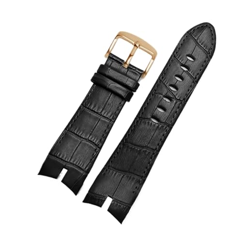 EDVENA Echtes Lederarmband 26 Mm Kompatibel Mit Roger Dubuis For Uhrenarmband Der EXCALIBUR-Serie 42 Mm Zifferblatt RDDBEX0405 Herren-Accessoires (Color : Black gold, Size : 26mm) von EDVENA