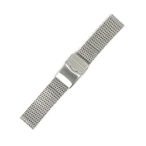 EDVENA Edelstahl-Mesh-Armband Taucherarmband Solide Verstellbare Sicherheitsschnalle 18/20 / 22mm Armband Zubehör Männer Luxus (Color : Silver, Size : 18MM_M) von EDVENA