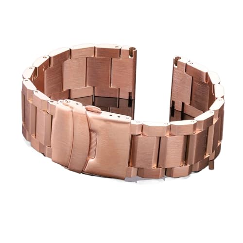 EDVENA Edelstahl Uhrenarmband Bügel Damen Herren Metallarmband Gliederarmband 18mm 20mm 22mm 24mm Zubehör Silber Rose Gold Schwarz (Color : Rose Gold, Size : 18mm) von EDVENA