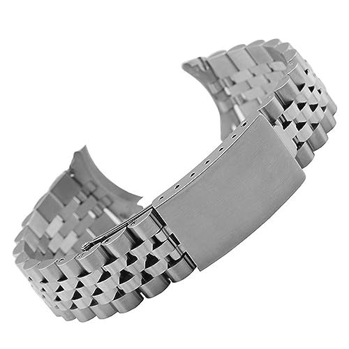 EDVENA Edelstahlarmband Mit Gebogenem Ende, Kompatibel Mit Rolex-Luxusarmband, Uhrenarmband, Zubehör, Herren, 18 Mm, 19 Mm, 20 Mm, 21 Mm, 22 Mm (Color : Silver, Size : 17mm) von EDVENA