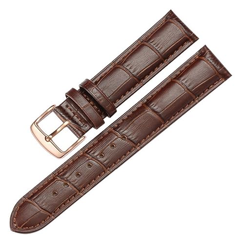 EDVENA Ersatz Lederarmband Lederarmband For Herren Damen 12mm 14mm 16mm 18mm 19mm 20mm 21mm 22mm Uhrenarmband (Color : Brown Rosegold, Size : 17mm) von EDVENA