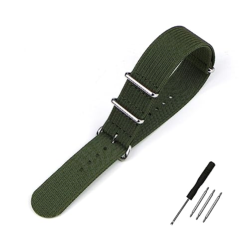 EDVENA Geripptes Uhrenarmband 20 Mm 22 Mm 18 Mm Robuste Nylonbänder Retro-Uhrenarmband-Stoffbänder (Color : ARMY GREEN, Size : 20mm) von EDVENA