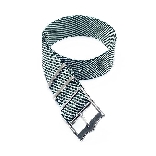 EDVENA Gestreifte Nylon-Armbänder In Premium-Qualität, Kompatibel Mit Tudor-Uhrenarmband, 20 Mm, 22 Mm, Beweglichem Armband (Color : Green white, Size : 22mm) von EDVENA