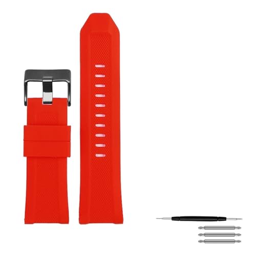 EDVENA Hochwertiger Silikon-Gummi-Uhr-Band-Band, geeignet mit Diesel DZ4318 / 4323/4283/7315/4427 Männer wasserdicht weicher großer Riemen 24mm26mm (Color : B Red black clasp, Size : 26mm) von EDVENA
